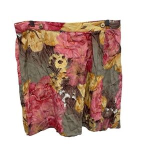 Vintage 90s floral skirted shorts skort women’s XL rayon lightweight summer